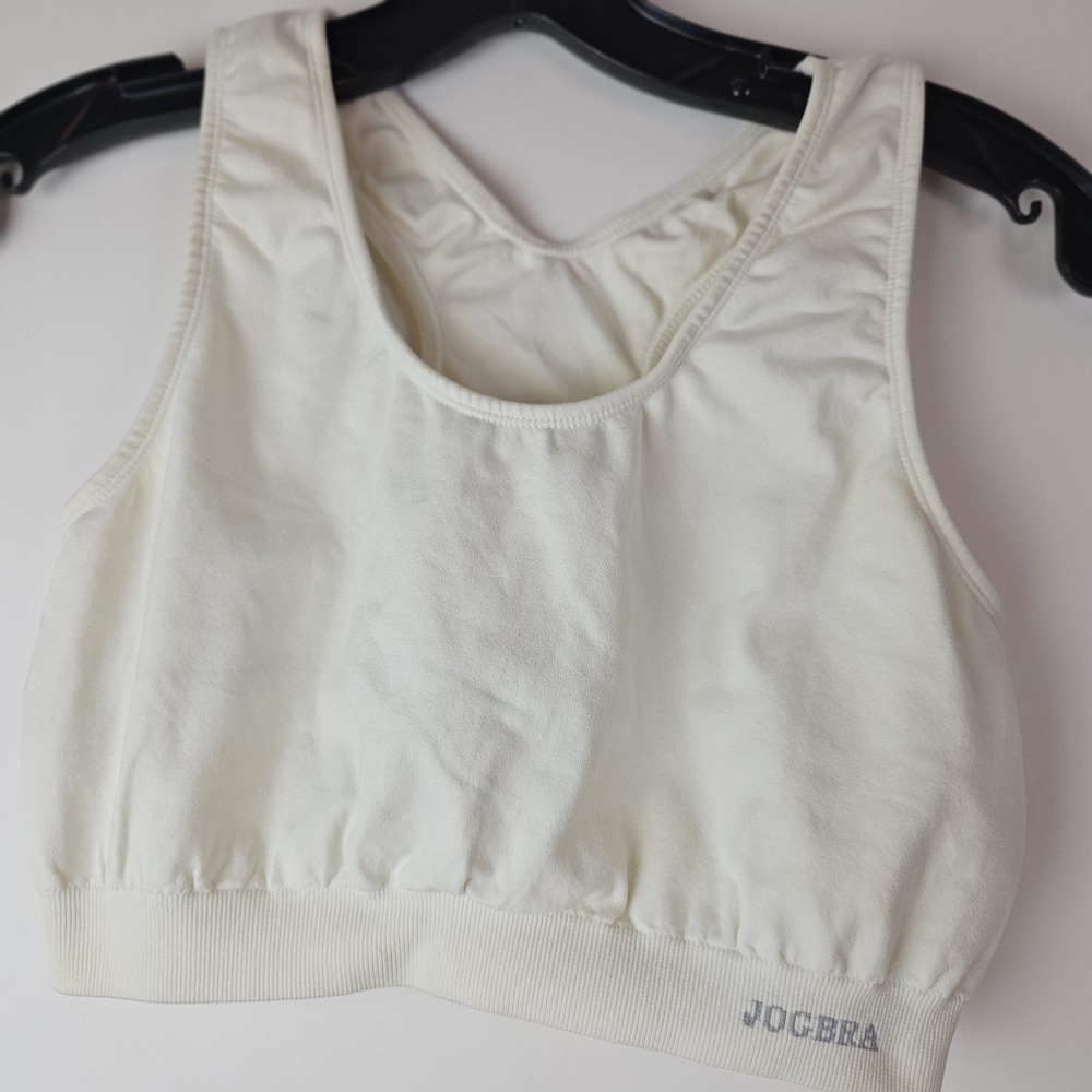Hanes Womens XL Sports JogBra White‎ Cozy Seamless Wire Free Pullover Activewear